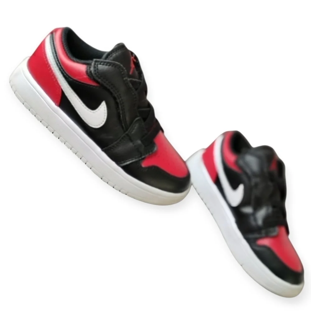 Jordan 1 Low Alt Black Red White Velcro Toddler Size 12C